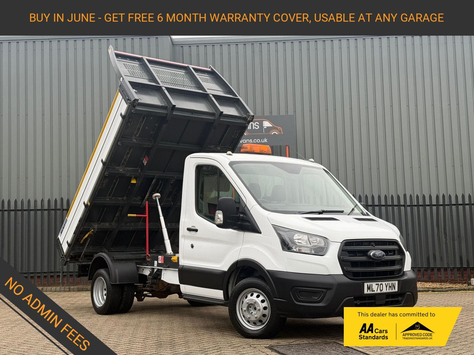 2020 Ford Transit 2.0 350 EcoBlue Leader Tipper 2dr Diesel Manual RWD L2 Euro 6 (s/s) (1-Stop) (130 ps)