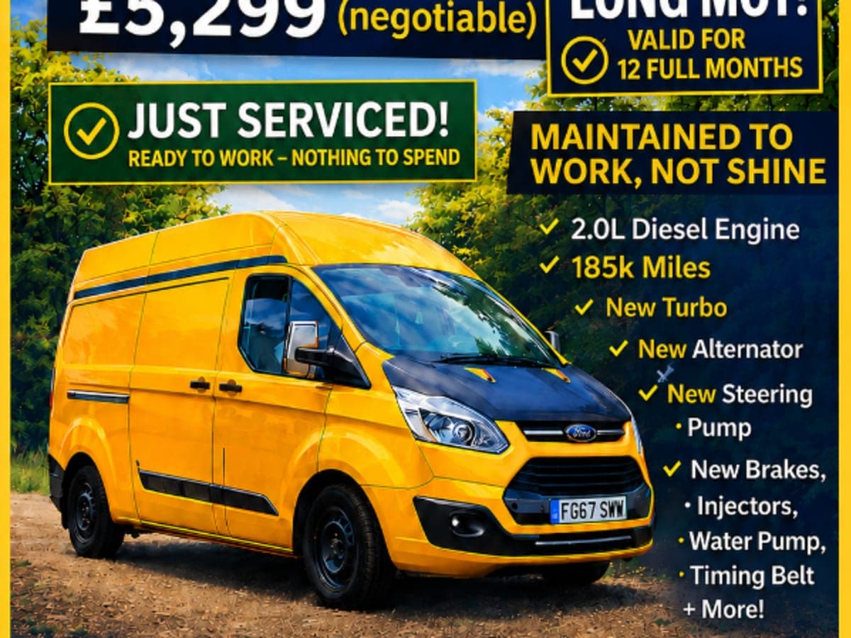 JUST SERVICED, LONG - 1 YEAR MOT - Ford Transit Custom LWB High Roof – £5,299 🍌 - Image 1