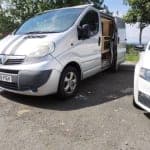 Vauxhall Vivaro 2008 – £1600 Reliable used work van. 2008 (58 plate), silver, fitted with roof rack, tow bar, full plywood lining and custom wooden shelving. Ideal cheap van for work, trades or first-time buyers. Starts and drives well. Ready to work - Thumbnail 7
