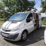 Vauxhall Vivaro 2008 – £1600 Reliable used work van. 2008 (58 plate), silver, fitted with roof rack, tow bar, full plywood lining and custom wooden shelving. Ideal cheap van for work, trades or first-time buyers. Starts and drives well. Ready to work - Thumbnail 6