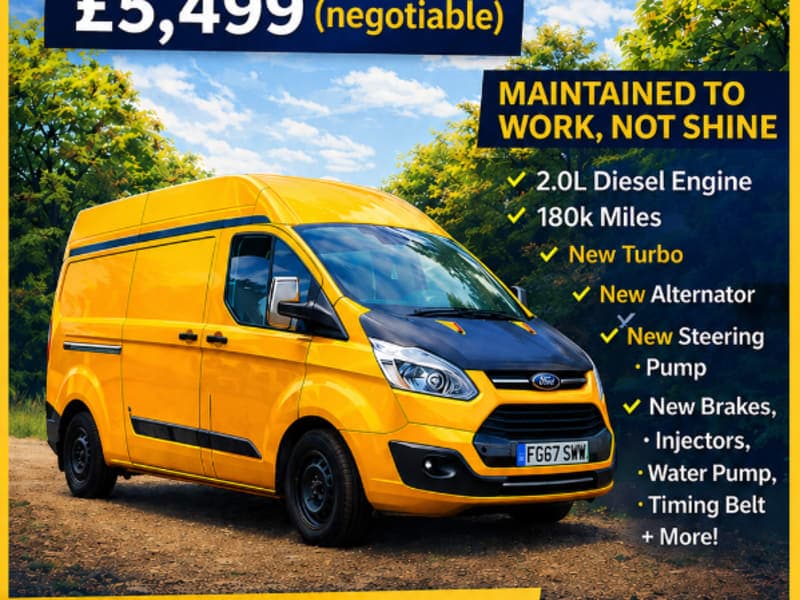 “BANANAVAN” FOR SALE – Ford Transit Custom LWB High Roof – £5,999 🍌 👉 the number of sevens is negotiable 😉
