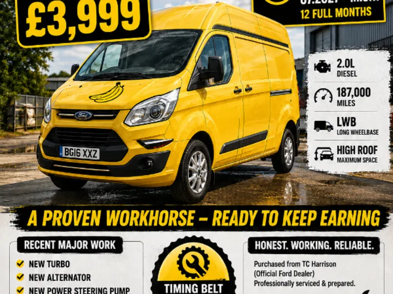 JUST SERVICED, LONG - 07.2027 MOT - Ford Transit Custom LWB High Roof – £3,850🍌